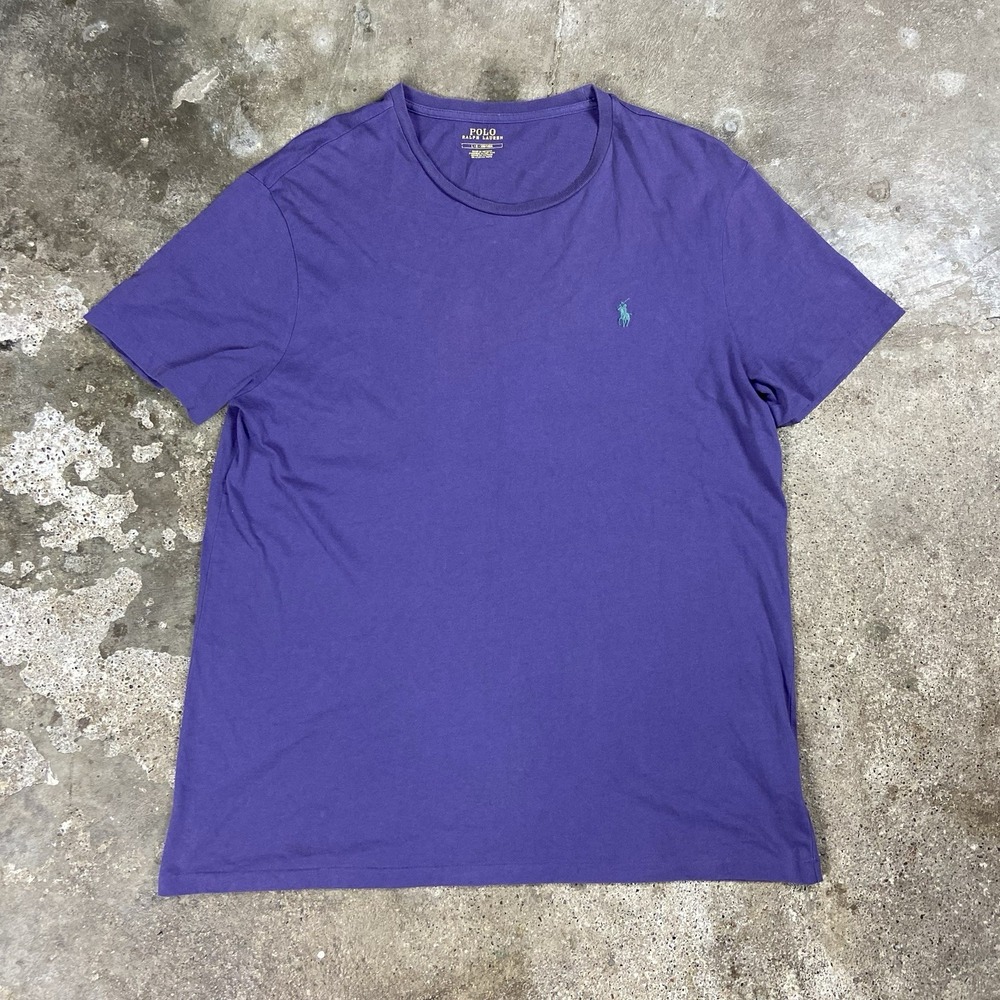 Polo Ralph Lauren T-Shirt Size Large Purple Short Sleeve Crewneck Green Pony